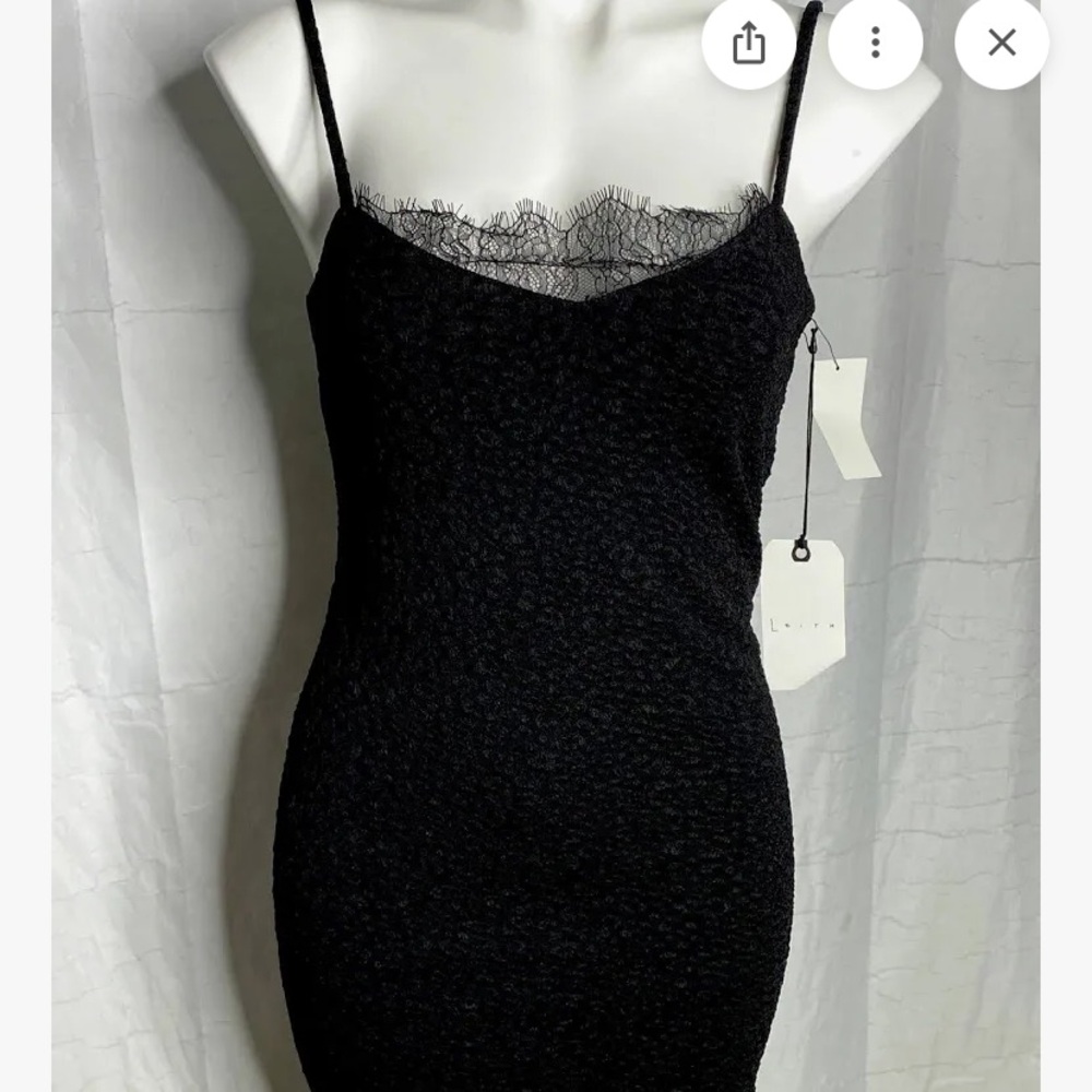 Leith Black Spaghetti Strap Mini Dress